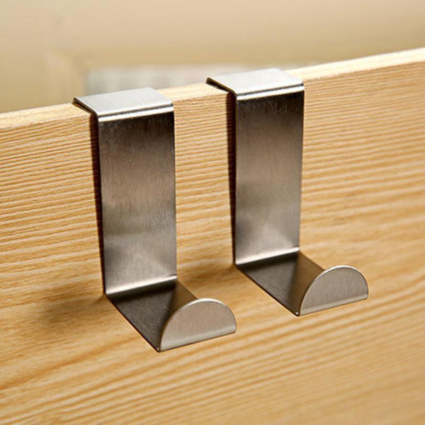 2PC Door Hook Stainless Steel Kitchen Cabinet Clothes Hanger Hanger Hook Bathroom Accessories Hanger Hook - eshop.chat