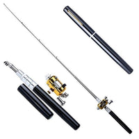 Balight Portable Pocket Telescopic Mini Fishing Pole Pen Shape Folded Fishing Rods With Reel Wheel Fishing Rod Pen