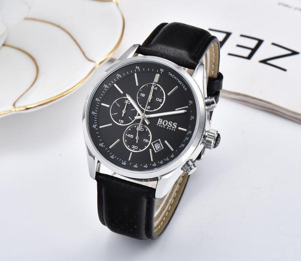 BOSS 2019 Men Watch Leather Automatic Date Quartz Watches Luxury Brand Waterproof Sport Quartz Wristwatches Relogio Masculino