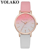 Drop Shipping Women Gradient Rainbow Design Watch Casual Luxury Fashion Leather Sport YOLAKO Quartz Wrist Watch Relogio Feminino