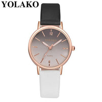 Drop Shipping Women Gradient Rainbow Design Watch Casual Luxury Fashion Leather Sport YOLAKO Quartz Wrist Watch Relogio Feminino