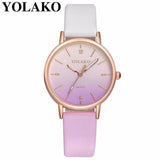 Drop Shipping Women Gradient Rainbow Design Watch Casual Luxury Fashion Leather Sport YOLAKO Quartz Wrist Watch Relogio Feminino