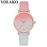 Drop Shipping Women Gradient Rainbow Design Watch Casual Luxury Fashion Leather Sport YOLAKO Quartz Wrist Watch Relogio Feminino