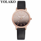 Drop Shipping Women Gradient Rainbow Design Watch Casual Luxury Fashion Leather Sport YOLAKO Quartz Wrist Watch Relogio Feminino