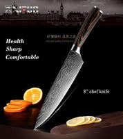 High quality 8"inch Utility Chef Knives Imitation Damascus steel Santoku kitchen Knives Sharp Cleaver Slicing Knives Gift Knife