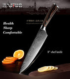 High quality 8"inch Utility Chef Knives Imitation Damascus steel Santoku kitchen Knives Sharp Cleaver Slicing Knives Gift Knife