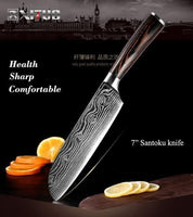 High quality 8"inch Utility Chef Knives Imitation Damascus steel Santoku kitchen Knives Sharp Cleaver Slicing Knives Gift Knife