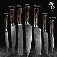 High quality 8"inch Utility Chef Knives Imitation Damascus steel Santoku kitchen Knives Sharp Cleaver Slicing Knives Gift Knife