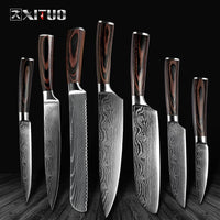 High quality 8"inch Utility Chef Knives Imitation Damascus steel Santoku kitchen Knives Sharp Cleaver Slicing Knives Gift Knife