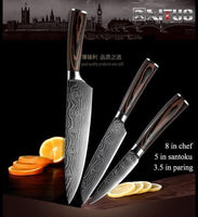 High quality 8"inch Utility Chef Knives Imitation Damascus steel Santoku kitchen Knives Sharp Cleaver Slicing Knives Gift Knife