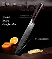 High quality 8"inch Utility Chef Knives Imitation Damascus steel Santoku kitchen Knives Sharp Cleaver Slicing Knives Gift Knife