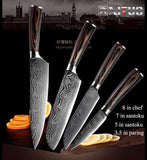 High quality 8"inch Utility Chef Knives Imitation Damascus steel Santoku kitchen Knives Sharp Cleaver Slicing Knives Gift Knife