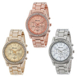 Lovesky 2018 New Fashion Faux Chronograph Plated Classic Geneva Quartz Ladies Watch Women Crystals Wristwatches Relogio Feminino