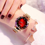 Luxury Rose Gold Women Watches Fashion Diamond Ladies Starry Sky Magnet Watch Waterproof Female Wristwatch For Gift Clock 2019