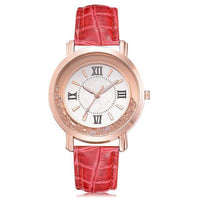 New ladies watch Rhinestone Leather Bracelet Wristwatch Women Fashion Watches Ladies Alloy Analog Quartz relojes @F