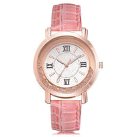 New ladies watch Rhinestone Leather Bracelet Wristwatch Women Fashion Watches Ladies Alloy Analog Quartz relojes @F