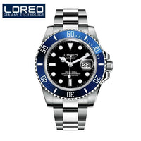 New LOREO Water Ghost Series Classic Blue Dial Luxury Men Automatic Watches Stainless Steel 200m Waterproof Mechanical Watch