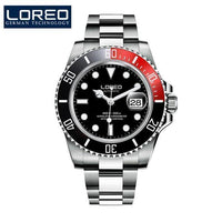 New LOREO Water Ghost Series Classic Blue Dial Luxury Men Automatic Watches Stainless Steel 200m Waterproof Mechanical Watch