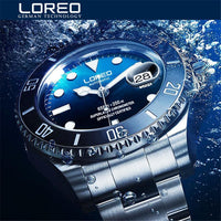 New LOREO Water Ghost Series Classic Blue Dial Luxury Men Automatic Watches Stainless Steel 200m Waterproof Mechanical Watch