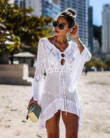 New Sexy Cover Up Bikini Women Swimsuit Cover-up Beach Bathing Suit Beach Wear Knitting Swimwear Mesh Beach Dress Tunic Robe