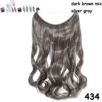 S-noilite 20 inch Invisible Wire No Clip One Piece Hair Extensions Secret Fish Line Hairpieces Silky Straight natural Synthetic