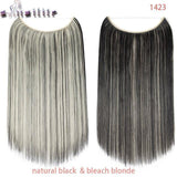 S-noilite 20 inch Invisible Wire No Clip One Piece Hair Extensions Secret Fish Line Hairpieces Silky Straight natural Synthetic