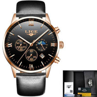 Top Luxury Brand LIGE Men Sport Watch Waterproof Casual Watch Quartz Military Leather Steel Men's Wristwatches Relogio Masculino