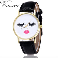 Vansvar Eyelashes Long Ladies Watch Men's And Women's Watch PU Leather Band Analog Quartz Wrist Watch Women's Watch New#5/22