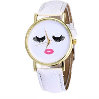 Vansvar Eyelashes Long Ladies Watch Men's And Women's Watch PU Leather Band Analog Quartz Wrist Watch Women's Watch New#5/22