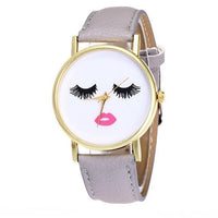 Vansvar Eyelashes Long Ladies Watch Men's And Women's Watch PU Leather Band Analog Quartz Wrist Watch Women's Watch New#5/22