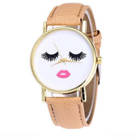 Vansvar Eyelashes Long Ladies Watch Men's And Women's Watch PU Leather Band Analog Quartz Wrist Watch Women's Watch New#5/22