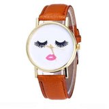 Vansvar Eyelashes Long Ladies Watch Men's And Women's Watch PU Leather Band Analog Quartz Wrist Watch Women's Watch New#5/22