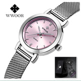 WWOOR Women Dress Watches Luxury Brand Ladies Quartz Watch Stainless Steel Mesh Band Casual Gold Bracelet Wristwatch reloj mujer