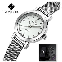 WWOOR Women Dress Watches Luxury Brand Ladies Quartz Watch Stainless Steel Mesh Band Casual Gold Bracelet Wristwatch reloj mujer